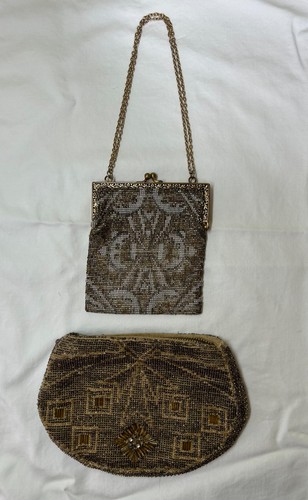 Vtg gold silver beaded purses - beaded,