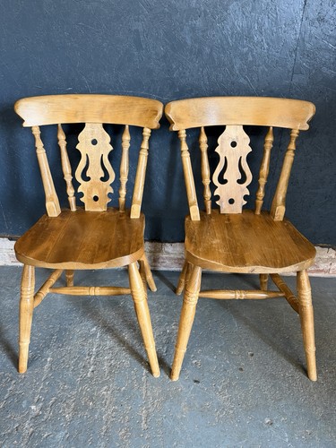 Pair dining chairs pine - pair,