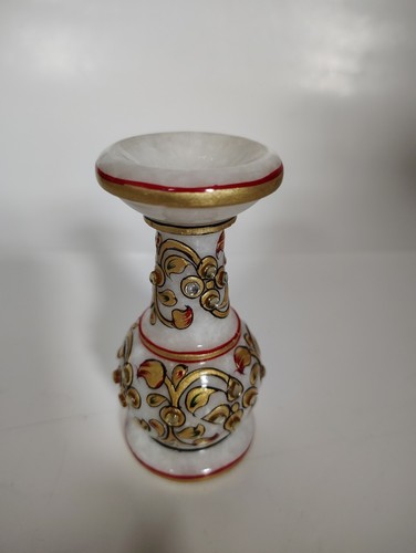 Meenakari white marble - meenakari, vase
