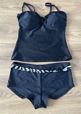 Black Padded Strap Tankini Top