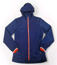 BMW Golf Sport Jacket Sweatshirt Blue Orange Pockets Full Zip Stretch Size M