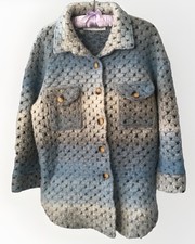 Studio Birkin One Size Chunky Knit Cardigan/ Jacket Cotton & Wool Blend 