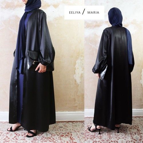 Abaya black satin balloon - satin,