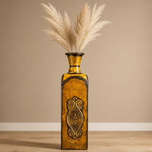 Embossed metal floor vase - embossed,
