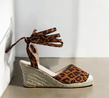 Ladies Leopard Hessian Wedges