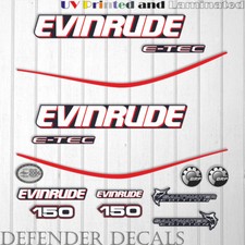 Evinrude 150hp ETEC outboard engine decal sticker set kit reproduction Blue Cowl