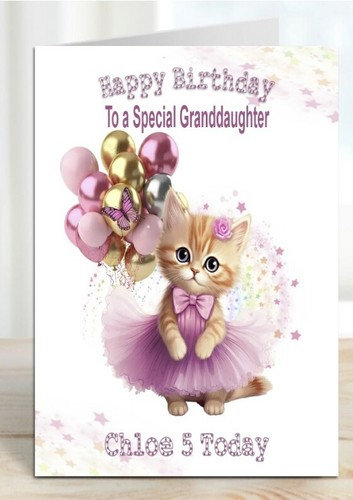 Personalised birthday card cat - birthday,