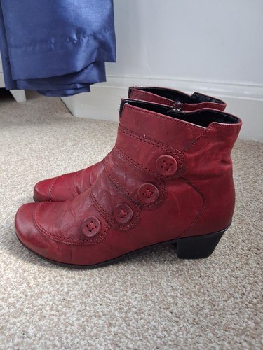 Gabor red leather ankle boots - gabor,