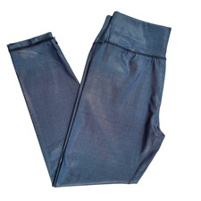 Shiny Lycra Spandex Leggings Women's UK Size L Black Shiny Satin Stretch