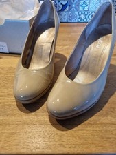 Gabor Soria Beige Patent Leather Shoe Size 4 Uk