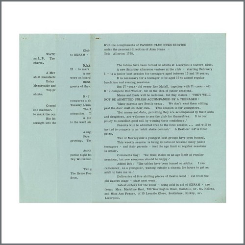 Cavern club 1964 newsletter - club,