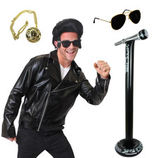 King Of Rock N Roll Costume Set Jacket Sunglasses Necklace Microphone Music Icon