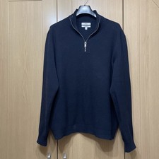 Men’s M&S Cotton Blend Navy Blue Funnel Neck Jasper With 1/4 Zip Size 3XL  XXXL