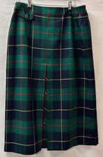 GESSLER Ladies Green Tartan Check Midi Skirt UK 16 - CG C51