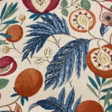 Sanderson Jackfruit Indigo/Rambuton Curtain Fabric, Material 100% Cotton