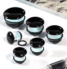 Clear & Black Single Flare Glass Plug / Gauge