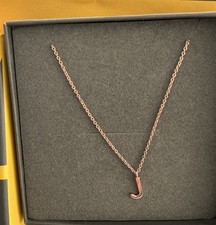 Argento Letter J Rose Gold Toned Necklace New In Box