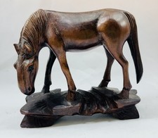 Antique chinese hand carved wooden horse with glass eyes-80/90 mm