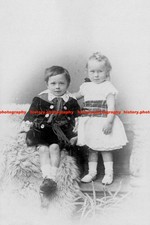 F014126 Two Children Boy Sitting on the Chair Liverpool England UK 1890s