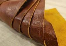 Tan Brown Vintage Aged 100% Leather 16cm x 11cm offcuts You get 6 pieces Craft 