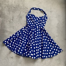 Dolly Dagger Vintage 50's Style Navy & White Halter Neck Swing Dress Size UK 14