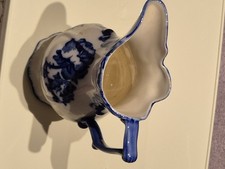Vintage Flow Blue And White Ironstone Staffordshire Serving Pitcher Jug VGC 