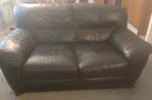Faux leather brown - , sofa.