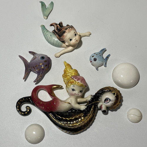 Vtg lefton chalkware mermaid - chalkware,