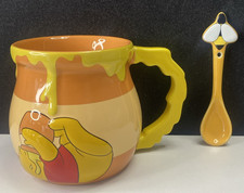 DISNEY Parks 3D Winnie The Pooh Bear 'Hunny' Large Honey Pot Mug & Ceramic Spoon