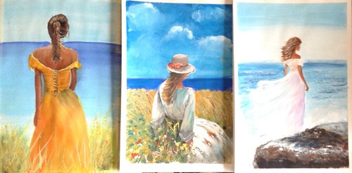 Set mixed media paintings - of, 3