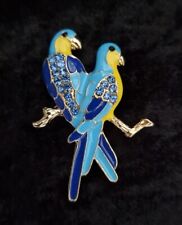 Blue & Yellow Parrot Brooch Vintage Inspired Jewellery Gift Love Birds 