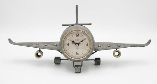 Rustic vintage aeroplane - rustic, clock