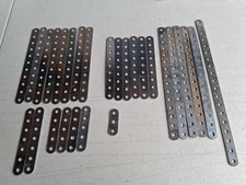 Meccano Compatible 27 x Mostly Zinc Strips Assorted Sizes - Varying Condition