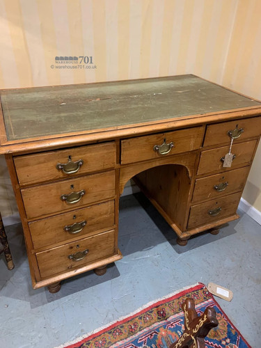 Victorian pine kneehole desk - victorian,