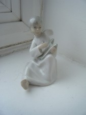 Vintage Nao Lladro Boy Angel With Harp - perfect