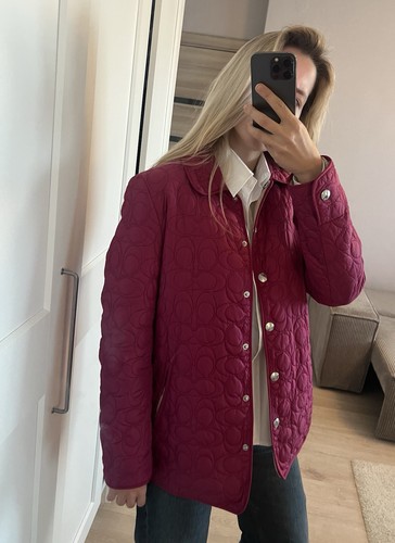 Coach maroon quilted logo barn - quilted,