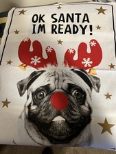 Pug Dog Xmas Theme New White