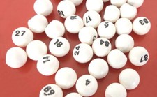 Spare Parts - CHAD VALLEY BINGO WHITE NUMBERED BALLS (No 1 to 45) - 0.5"/ 12.5mm