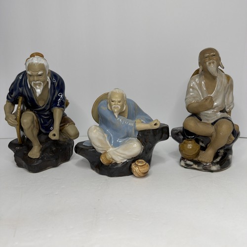 Vintage chinese mudmen seated - chinese,