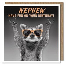 Nephew Birthday Card Racoon