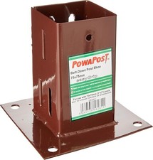 EasyGrip Bolt Down Post Shoe, ‎Square Shape, ‎Steel Material 75 mm x 75 mm Brown