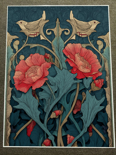 Vintage art nouveau birds and - vintage,