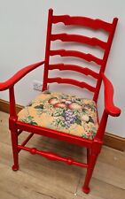Vintage Ladderback Carver Chair. Traditionally upholstered. Totally unique.