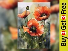 Vibrant Red Poppies Watercolor