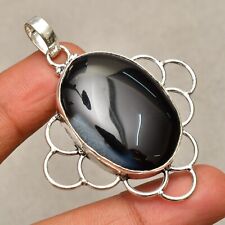 Banded Agate  Gemstone 925 Sterling Silver  Handmade Jewelry Pendant  1.97"