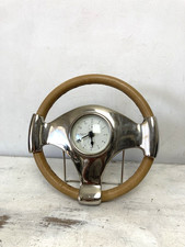 Regent Street London Steering Wheel  Desk Clock Chrome Leather Racing Car Fan