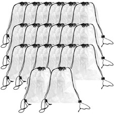 20 Pieces 17 x 13 Inch Clear Drawstring Bag, Plastic Drawstring Backpack Wate...