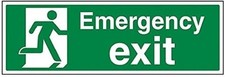 V Safety Emergency Exit Sign, 450mm x 150mm, Self Adhesive Vinyl, EN ISO 7010