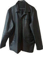 VINTAGE BLACK LEATHER BOMBER JACKET L