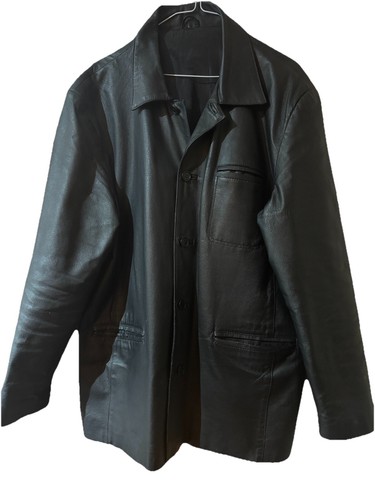 Vintage black leather bomber - leather,